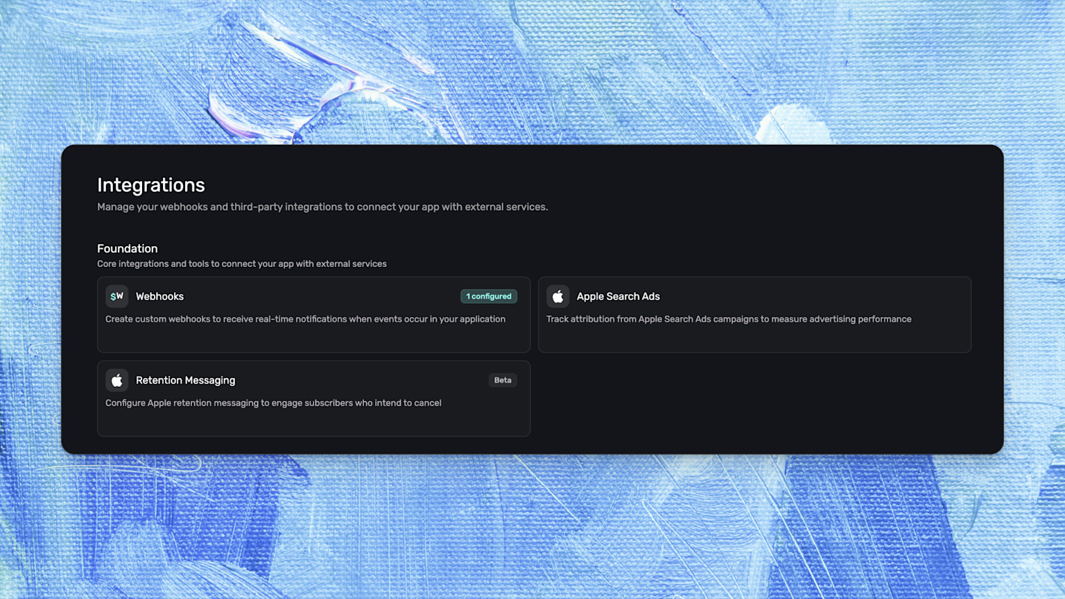 Retention Messaging in the Superwall dashboard, under Integrations → Foundation.