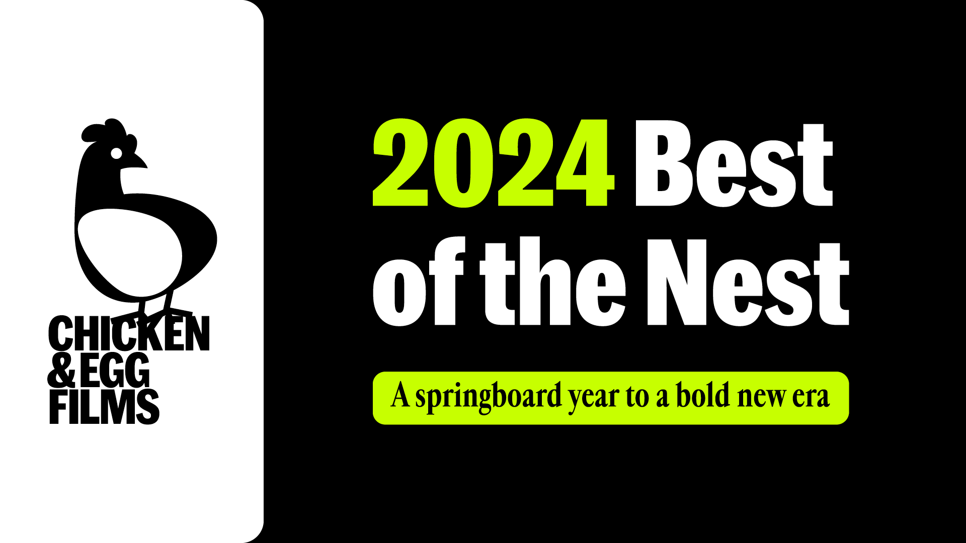 A graphic in white, black and electric lime highlighting 2024 Best of the Nest.