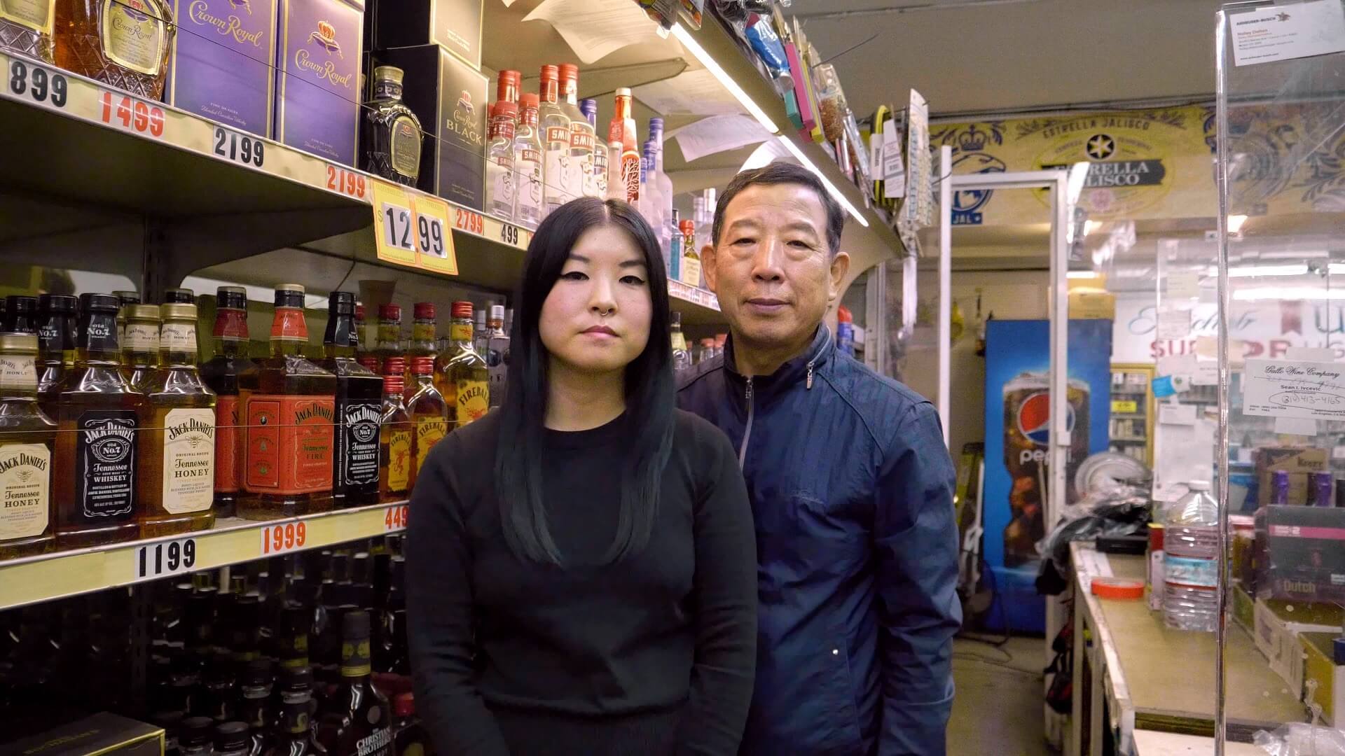 Director So Yun Um and her dad, Hae Sup Um at their liquor store.