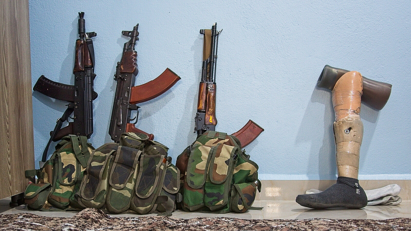 Still from The Phantom Pain of Rojava. This is the room of one of the Kurdish guerrilla who has lost her leg but still keep fighting.