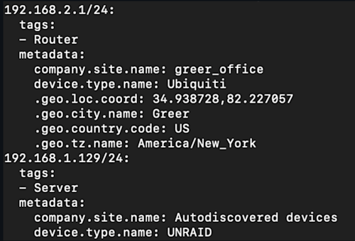 Example flow enrichment in ElastiFlow defined from Netbox metadata
