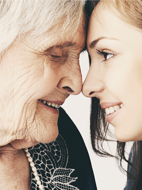 480x640 beautiful teenager girl and her grandmother family portrait