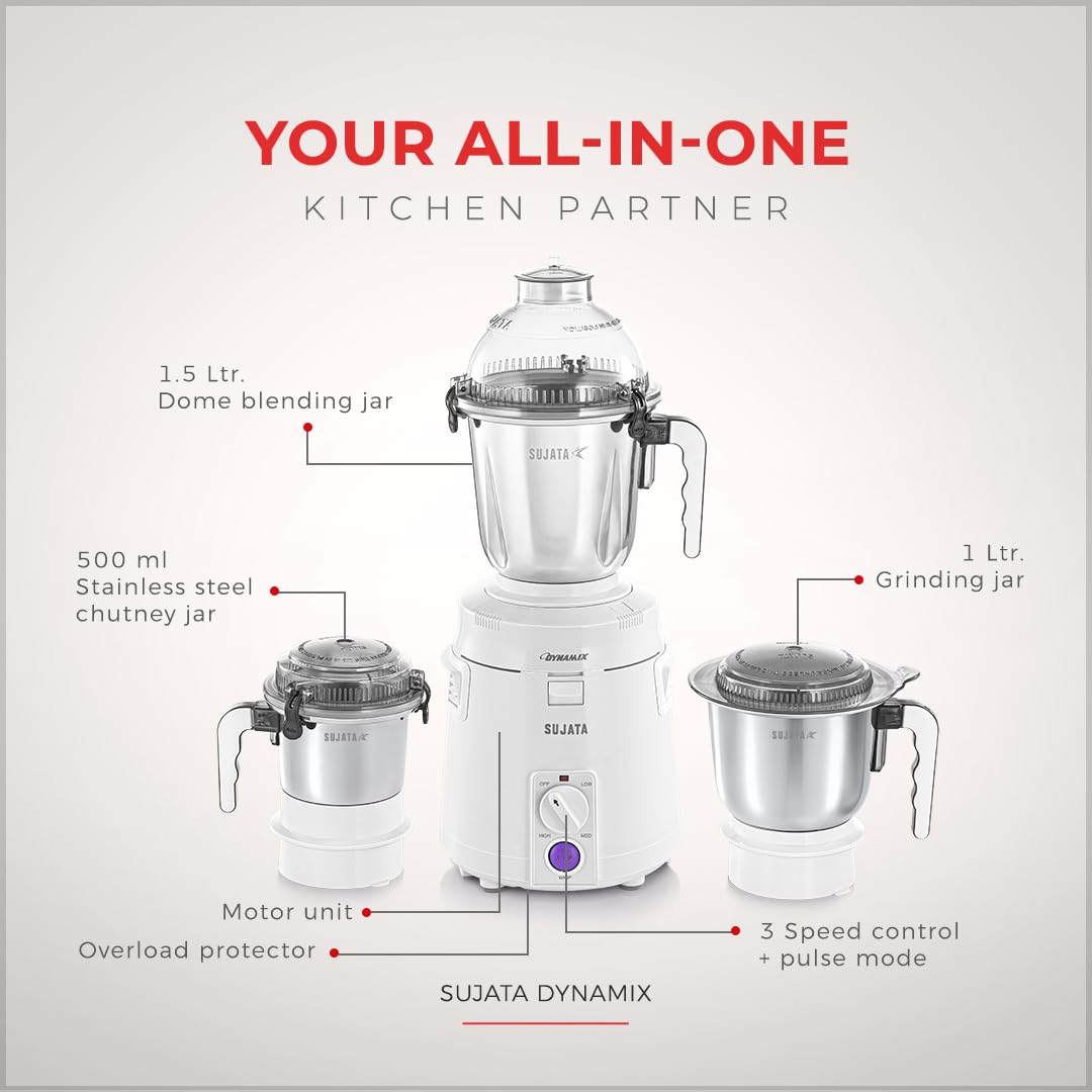 Sujata Dynamix 900W Mixer Grinder - Image 2