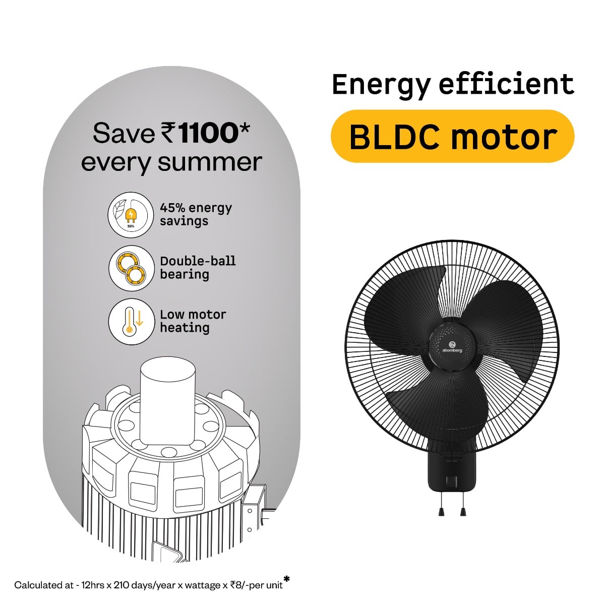 Atomberg SilenceAire Hi-Speed Wall fan Black - Image 3