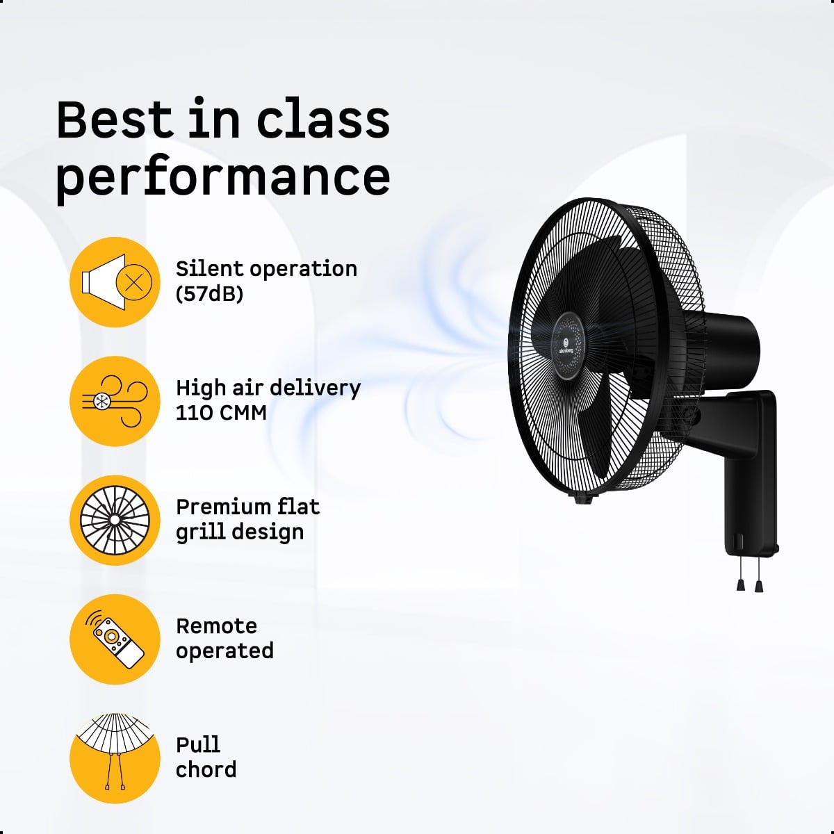 Atomberg SilenceAire Hi-Speed Wall fan Black - Image 4