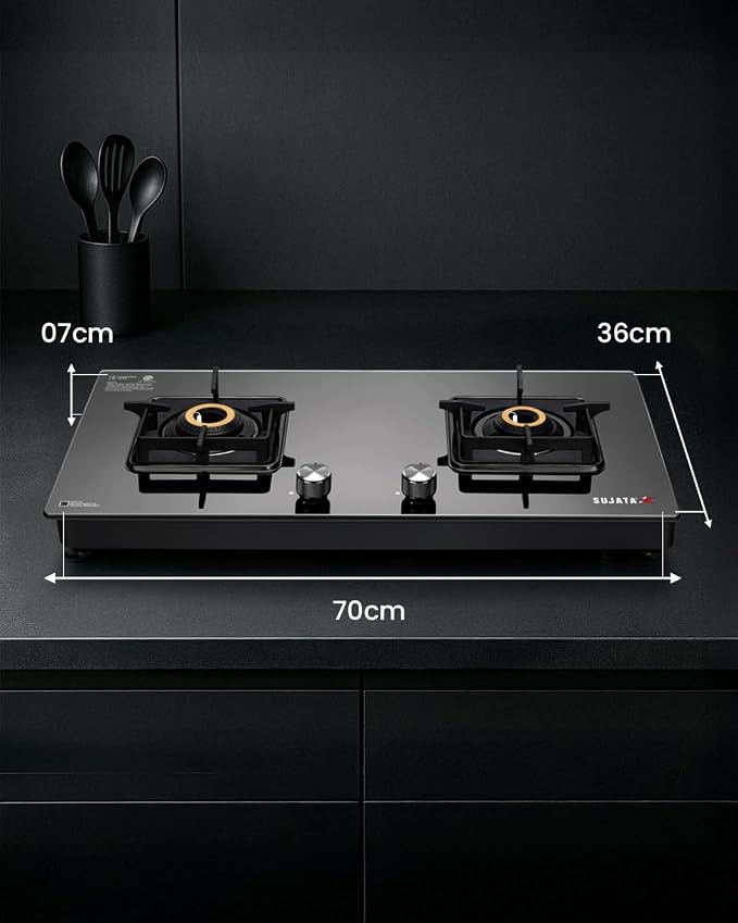 Sujata Premium Gas Stove Auto Ignition 2 Burner - Image 2