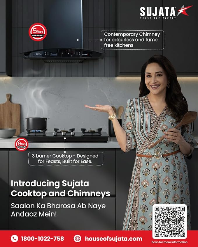 Sujata Premium Gas Stove 3 Burners Glass Top - Image 4