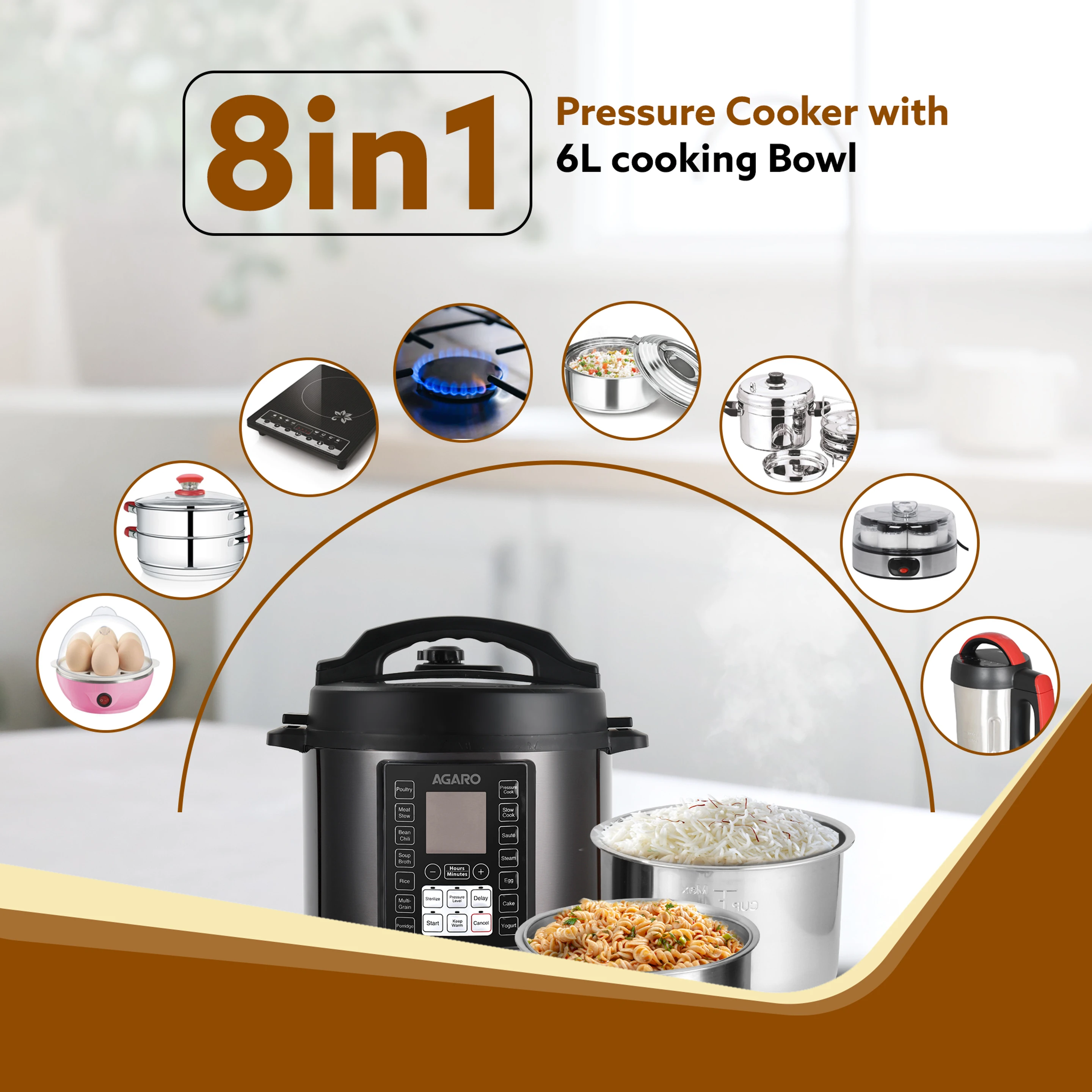 AGARO Imperial Electric Pressure Cooker (6 L, Black) - Image 2