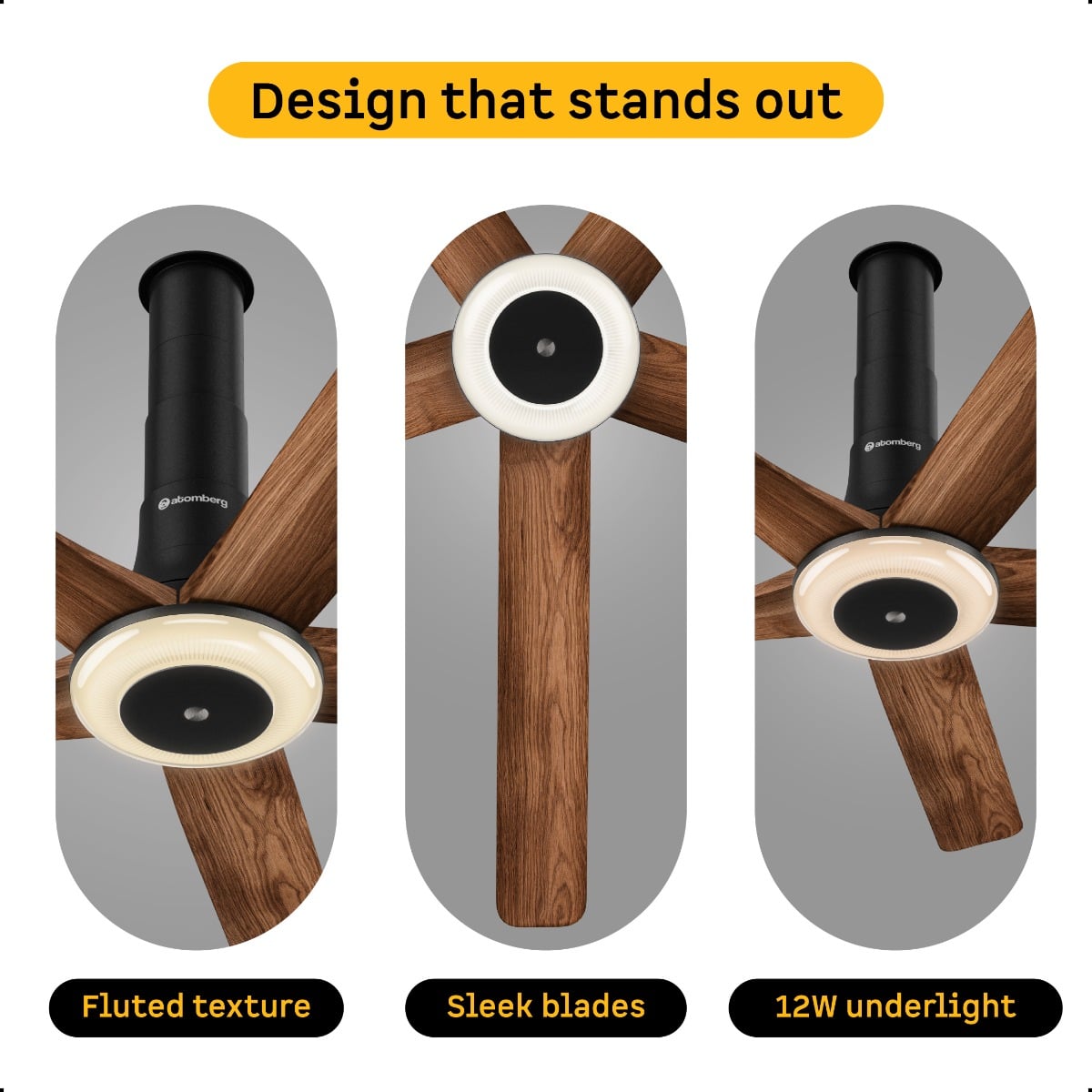 Atomberg Emperion Magna Smart Ceiling Fan Amber Light Teak Wooden - Image 3