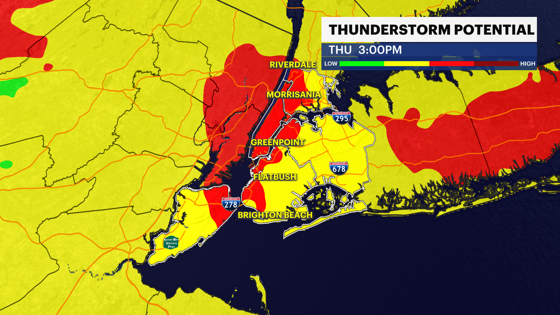 Hot, hazy and humid-feel for New York City; possible showers Friday