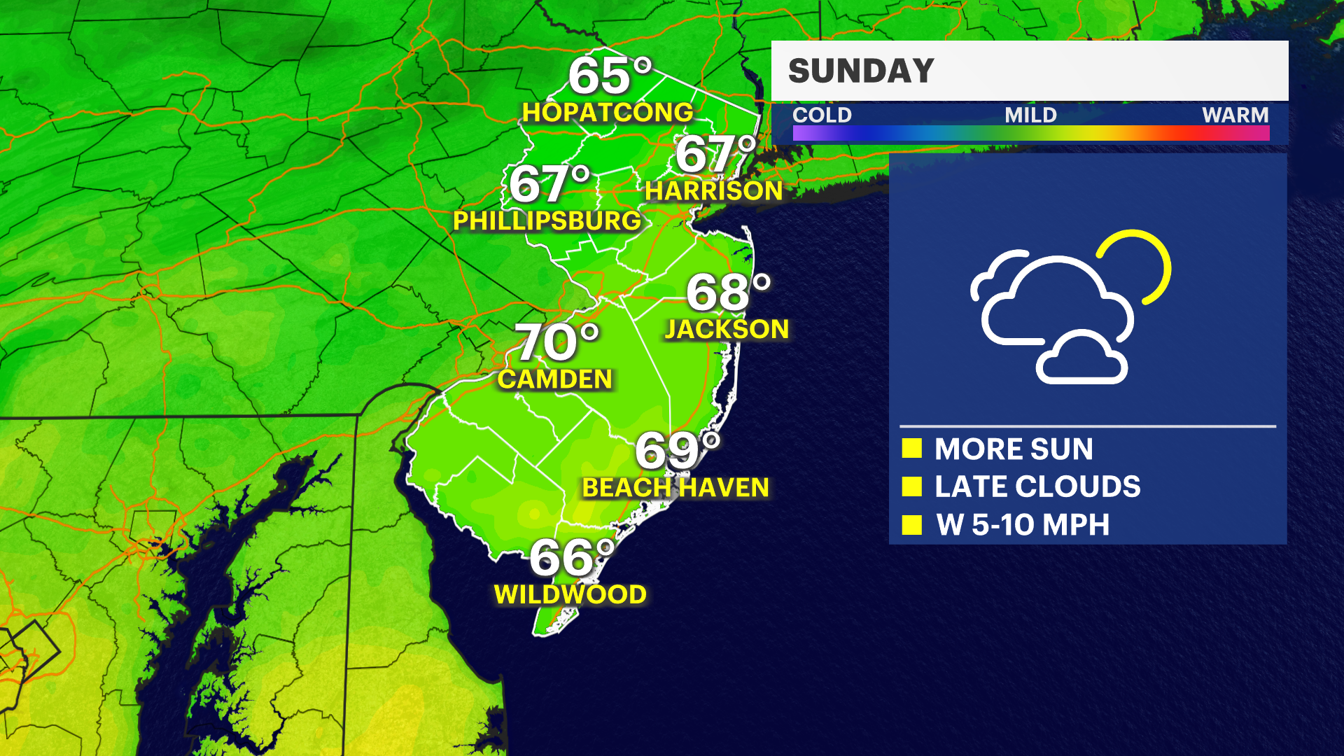 Mild Sunday For New Jersey; Rain And Cooler Weather Looms For Monday