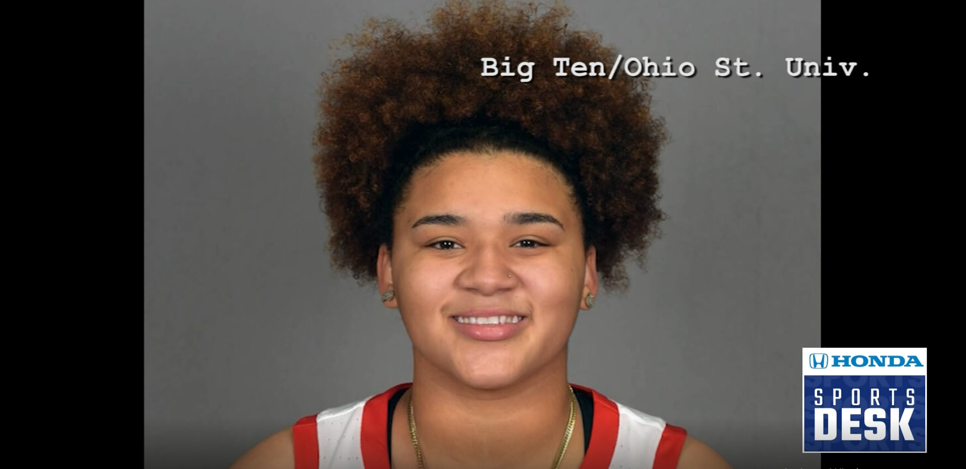 Kateri Poole playing basketball at Ohio State University