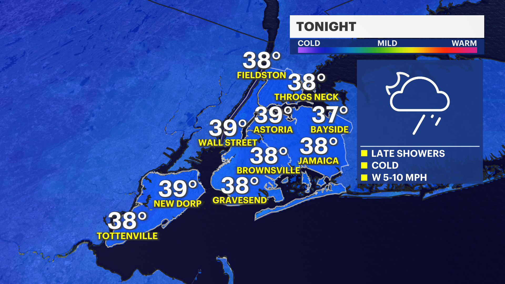 Overnight showers expected ahead of a cloudy and chilly Friday