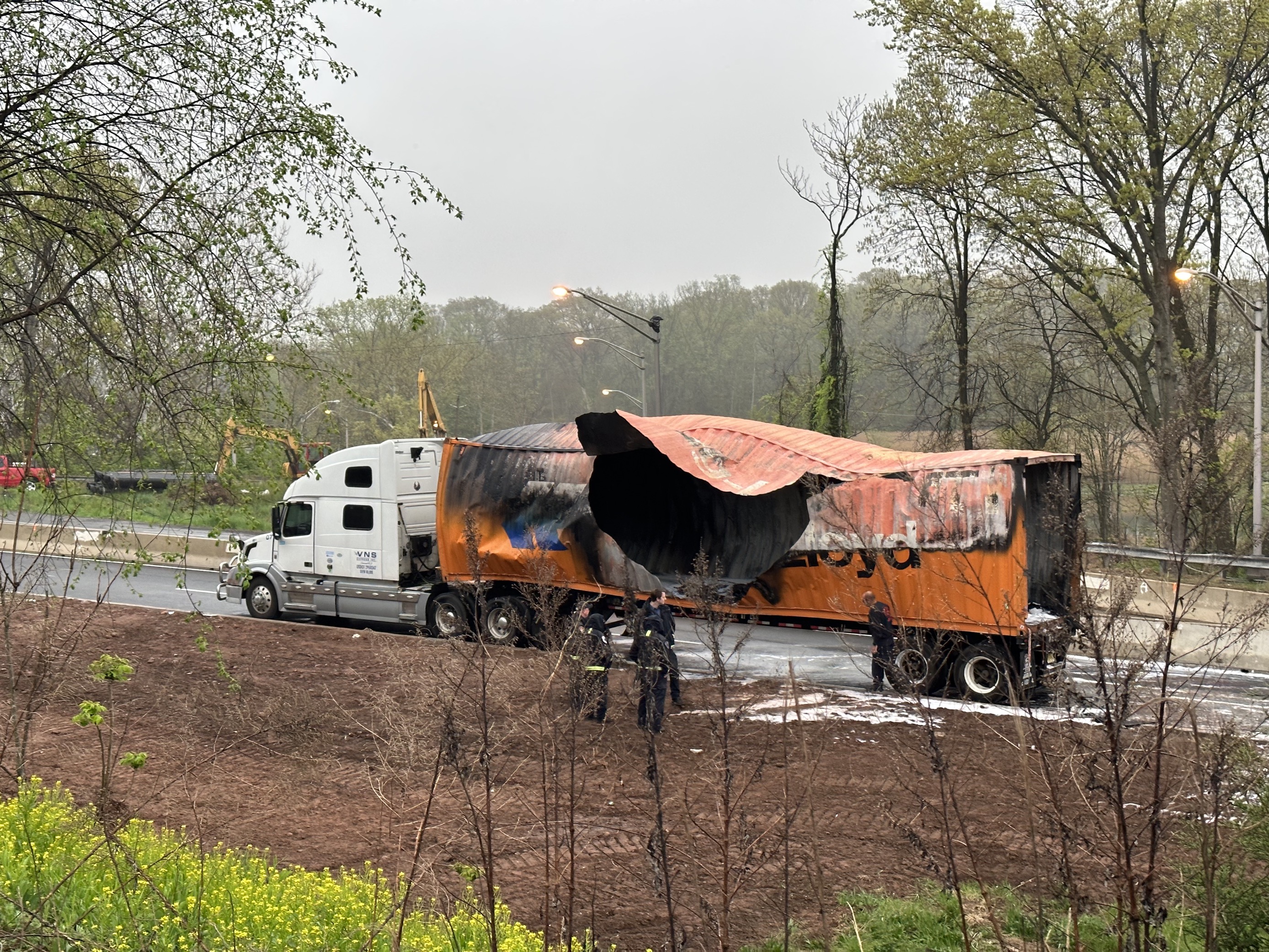 Officials Route 22 eastbound reopens after shipping container