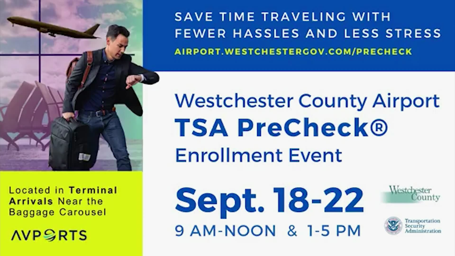 Tsa pre check enrollment returns to westchester county airport
