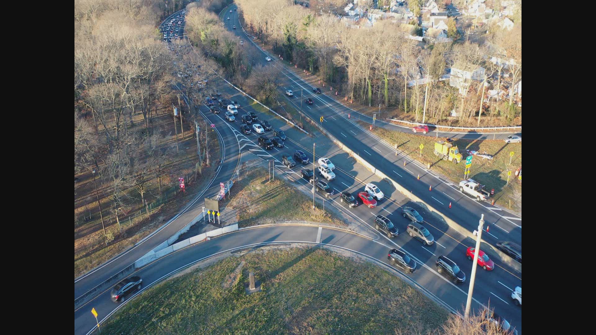 WATCH Drone video of truck that hit overpass on Southern State Parkway