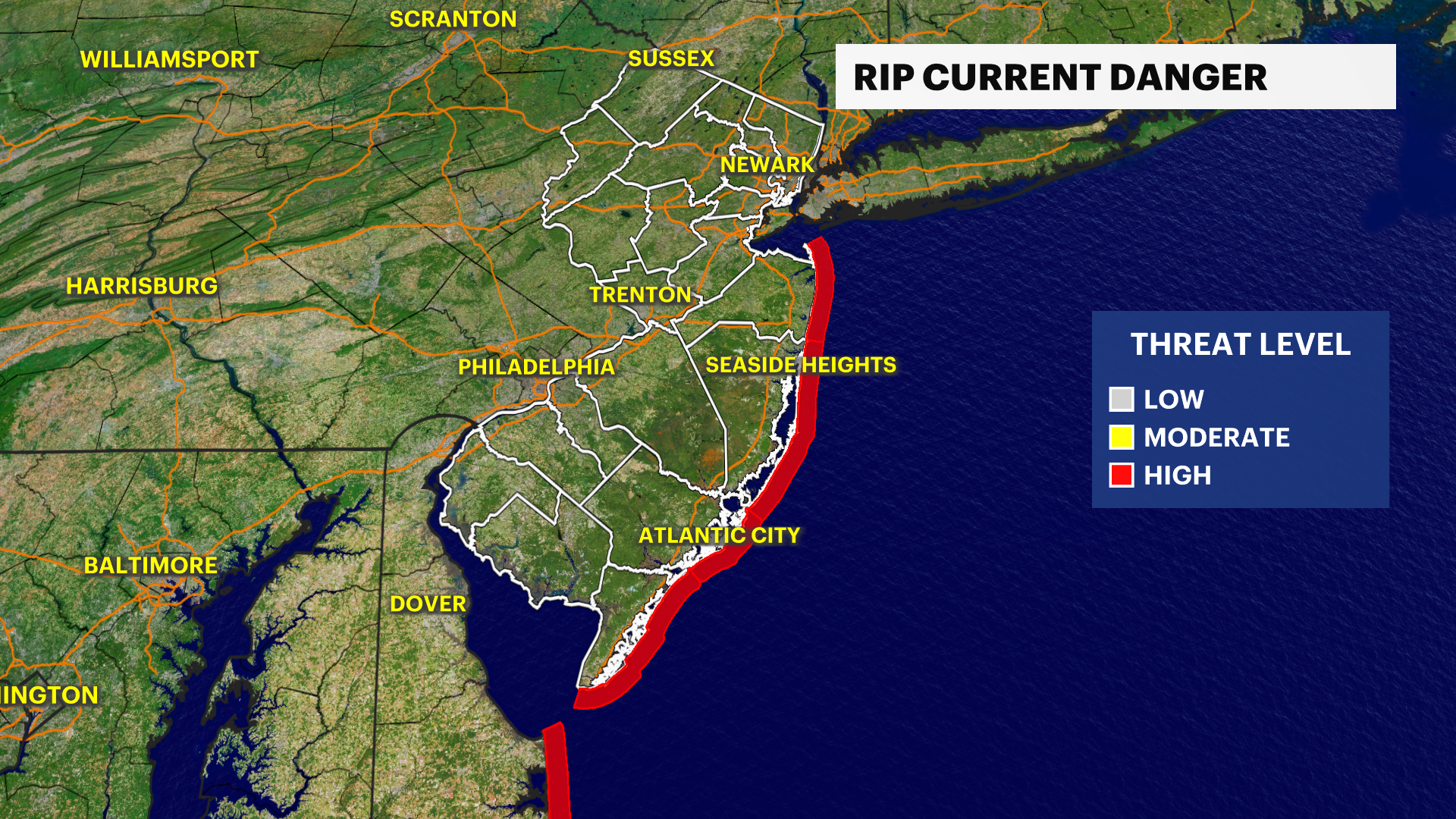 Dry comfortable weekend for New Jersey dangerous rip currents