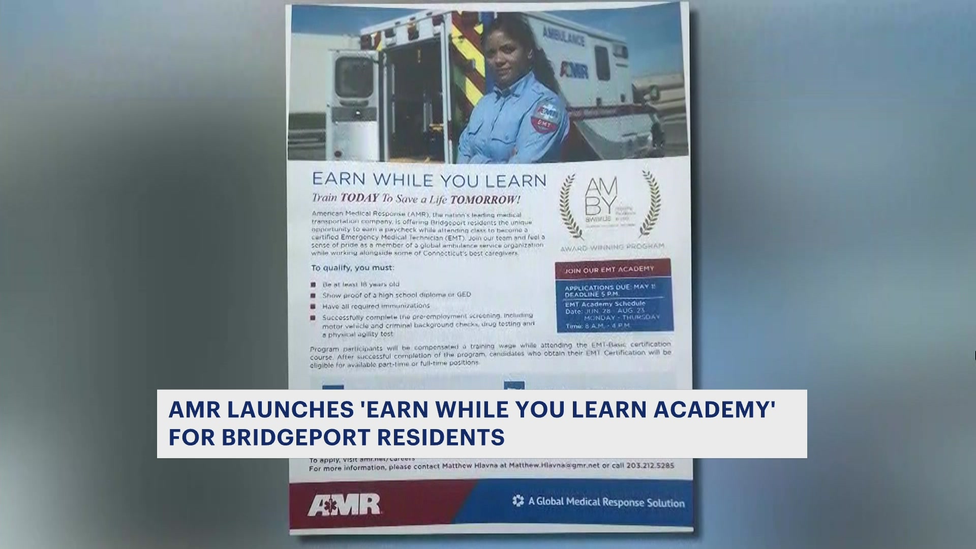 Bridgeport officials announce start of Earn While You Learn Academy for  aspiring EMTs