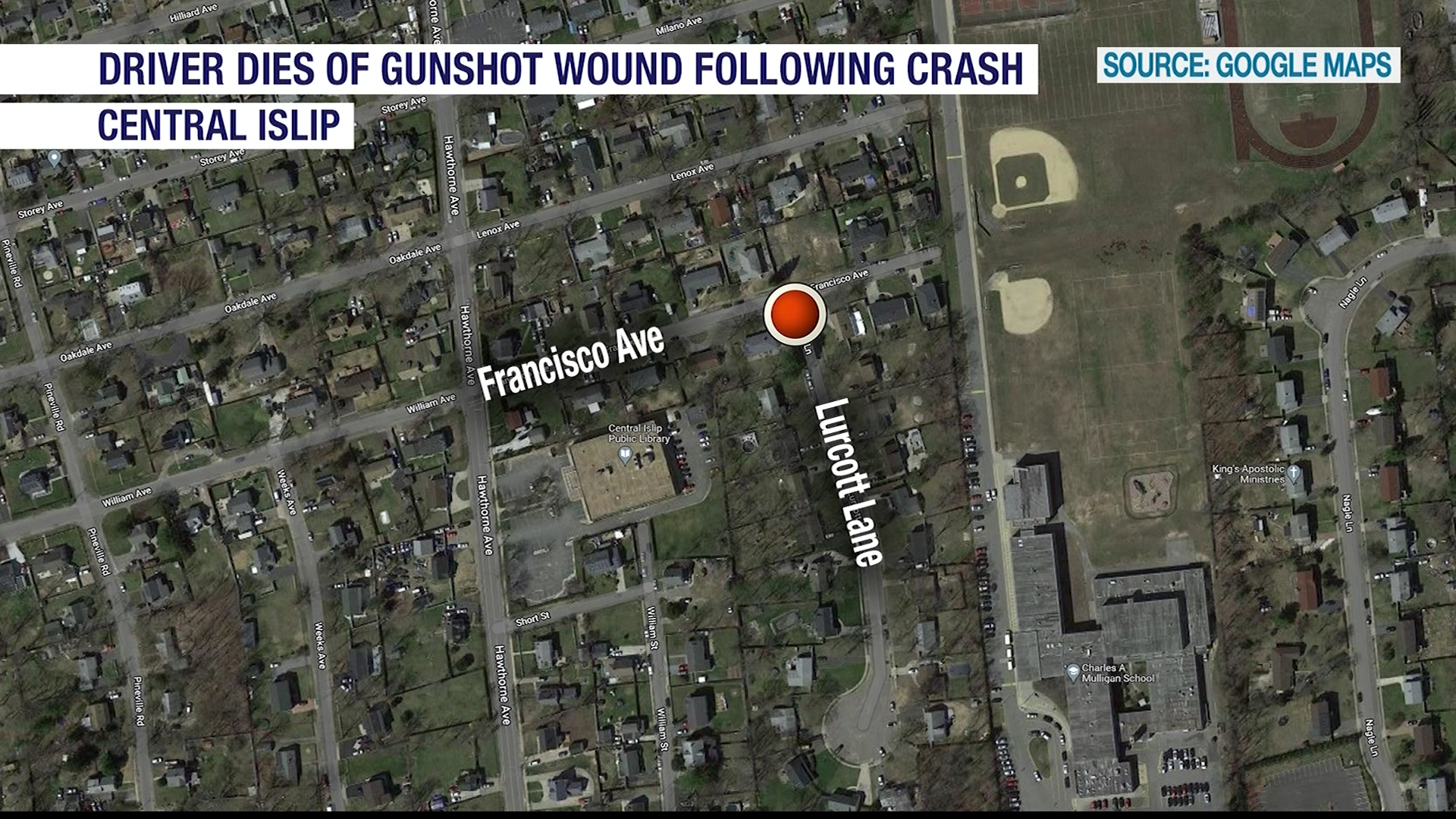 Police 19yearold dies from gunshot wound after Central Islip car crash