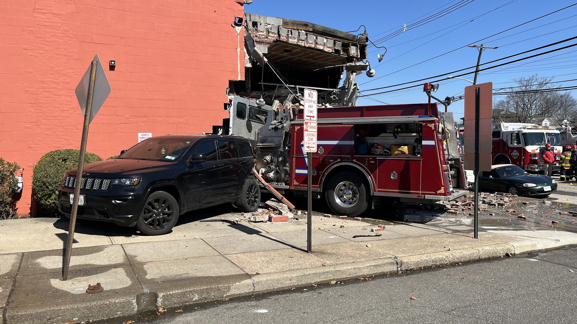 Police Fire truck crashes into building in Rockville Centre
