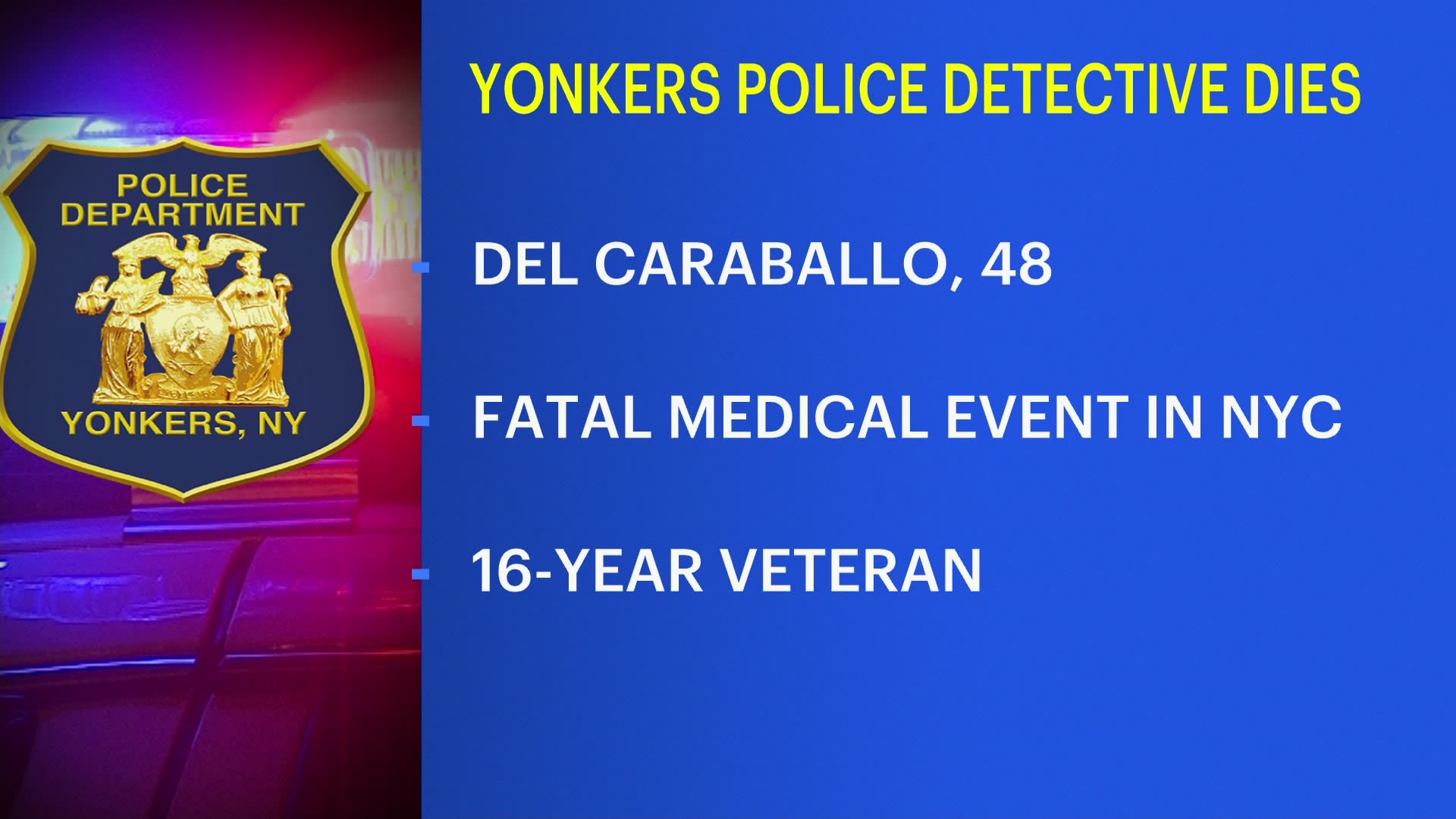 Police Yonkers detective had fatal medical event while driving in NYC