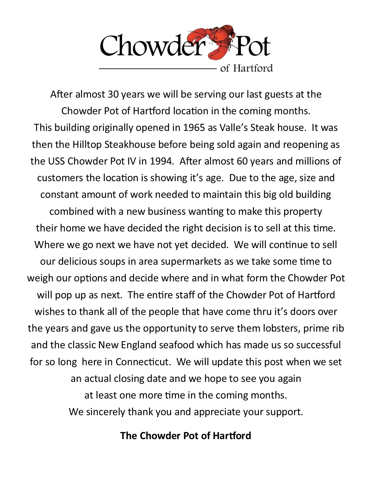 Iconic Connecticut seafood restaurant to close doors after nearly 3 decades