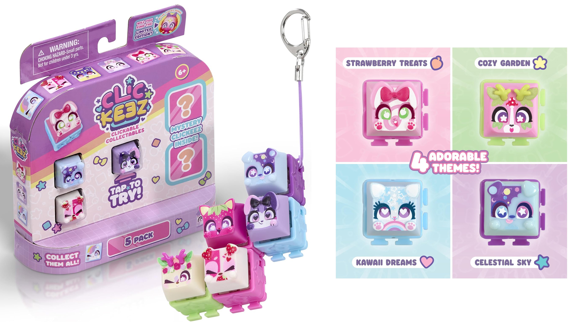 Clickeez 5-Pack Collectible Character Keyboard Keys Click And Clack