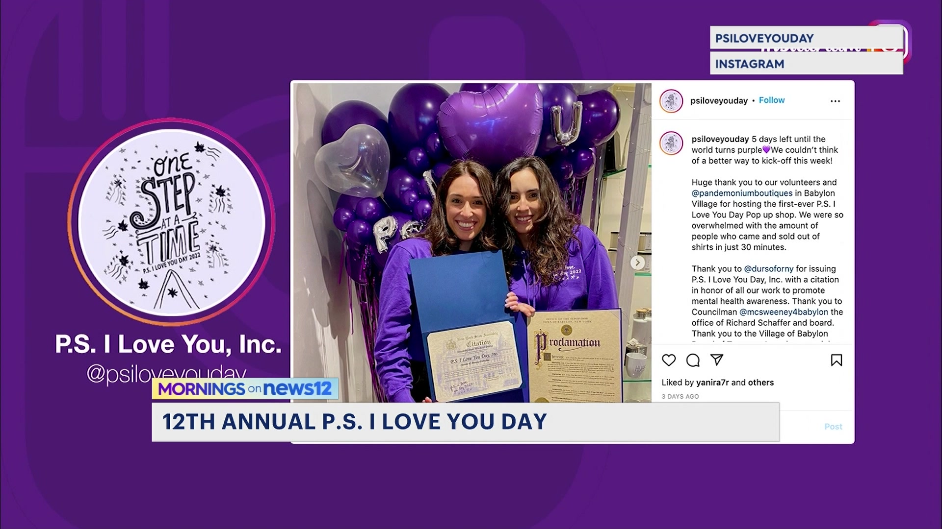 Long Islanders Wear Purple For The 12th Anniversary Of P S I Love You Day