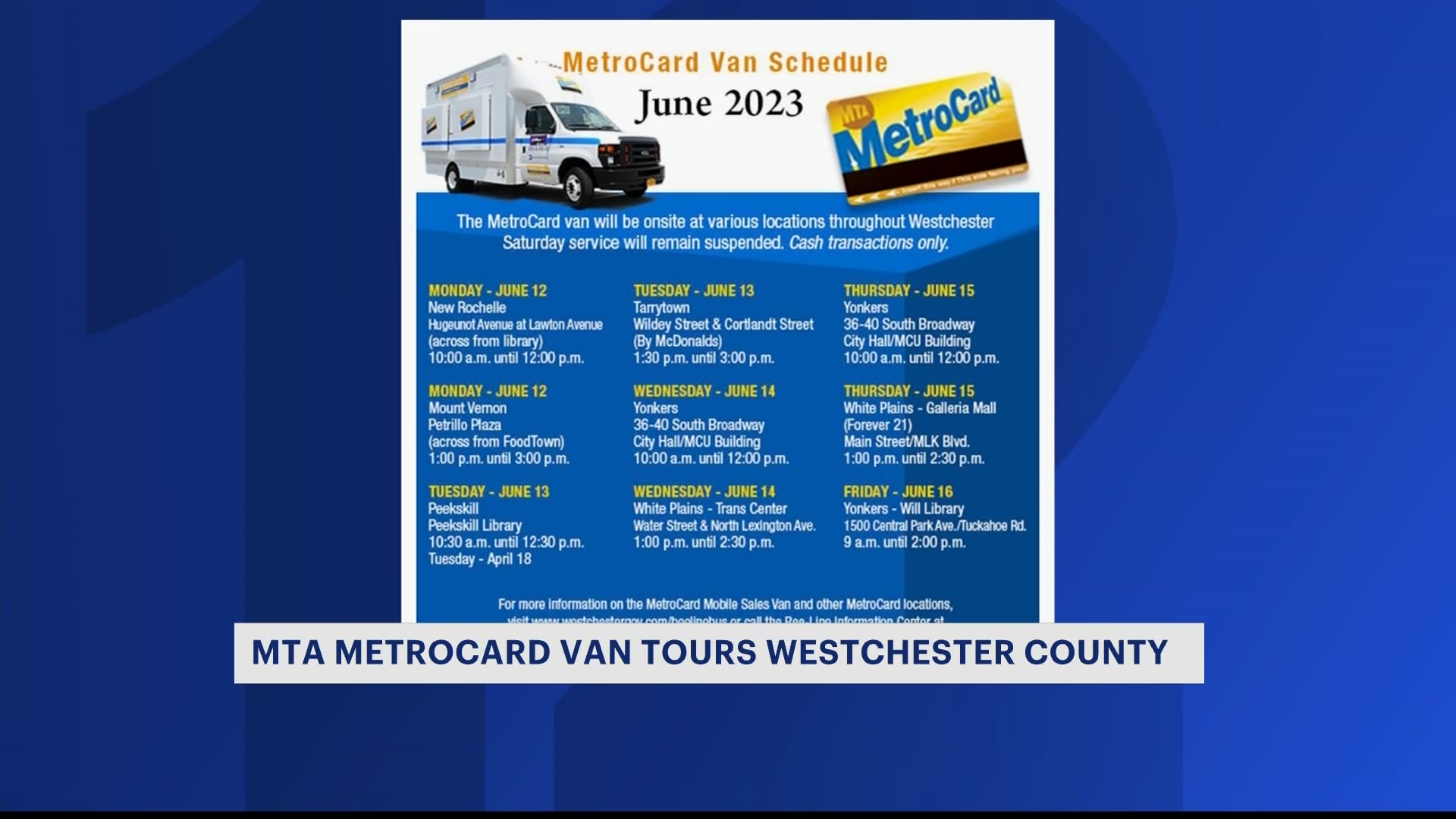 MTA MetroCard mobile van returns to making rounds in Westchester