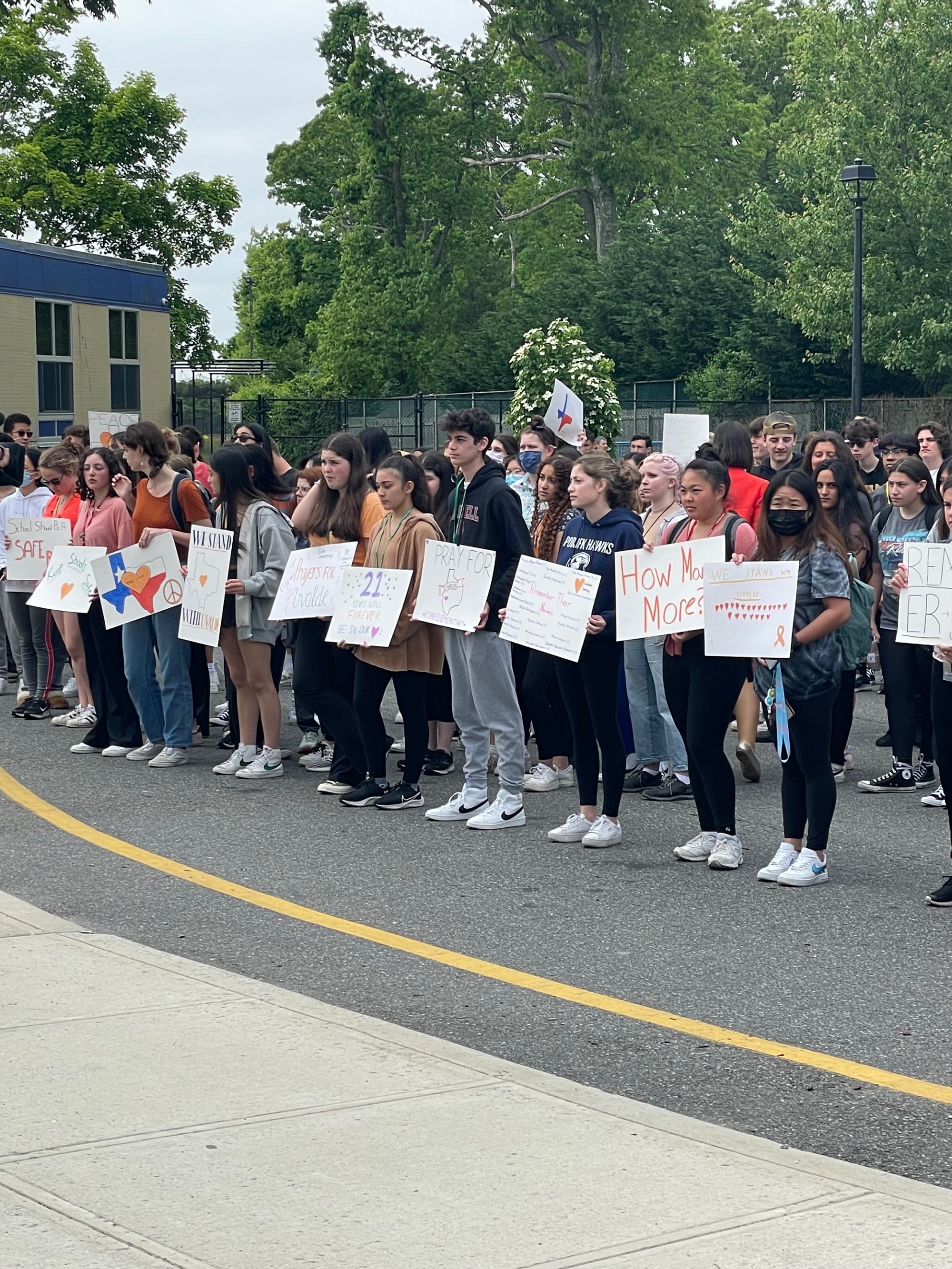 Students, staff walk out at PlainviewOld Bethpage JFK High School to