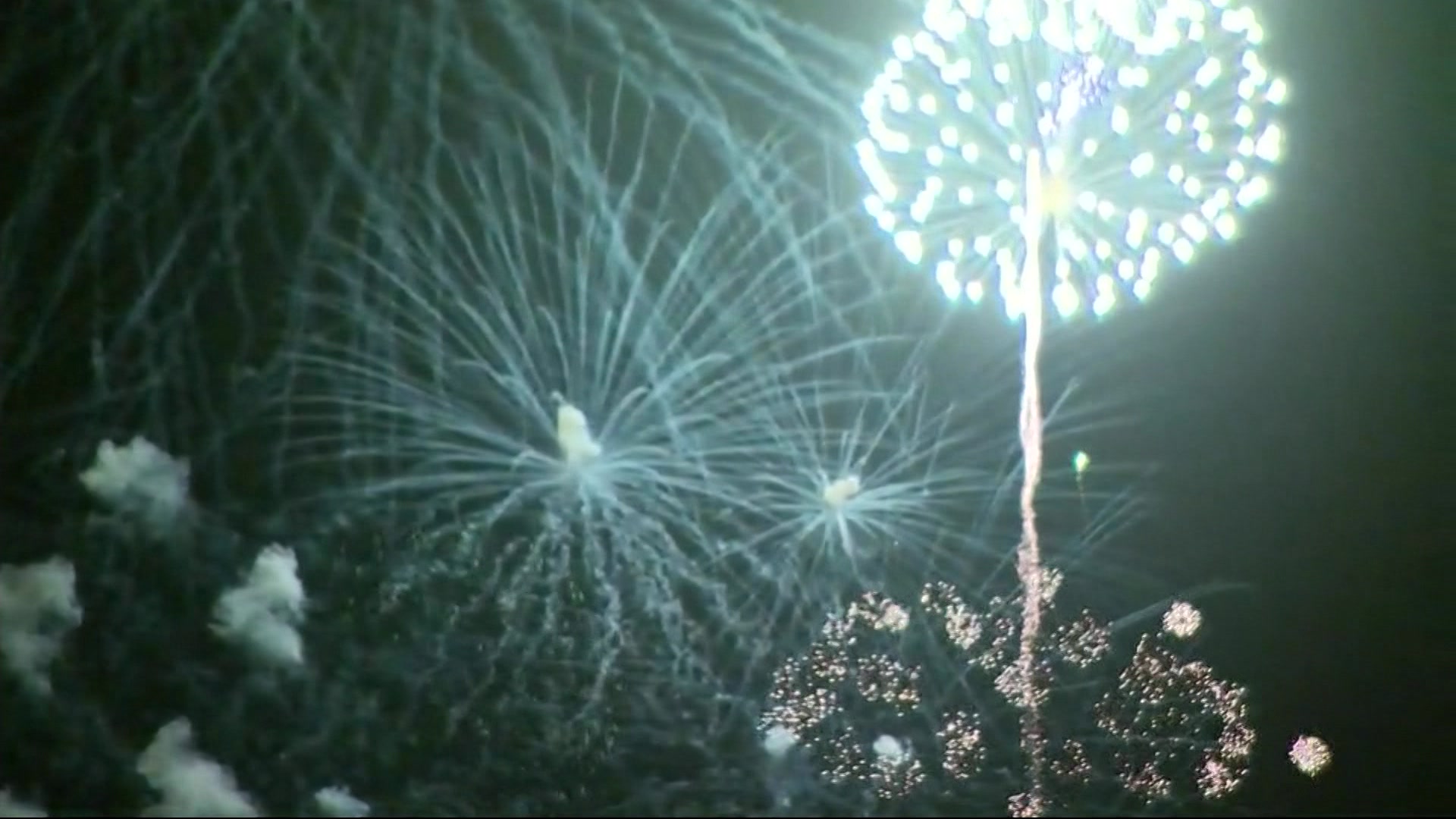 Fourth of July fireworks light up the night sky at Jones Beach