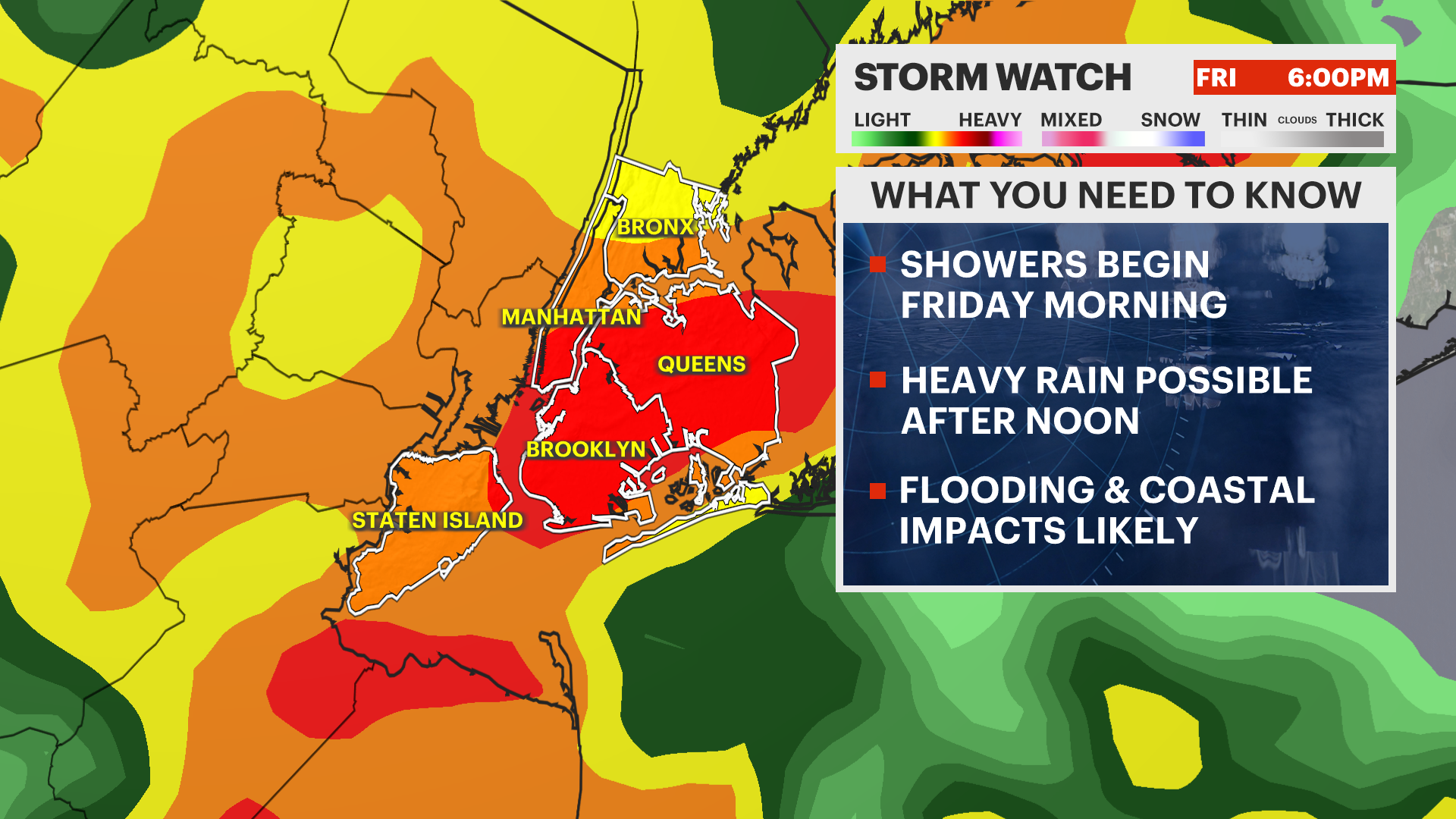 暴雨来袭！周五将可能席卷纽约市，引发可能的洪水
