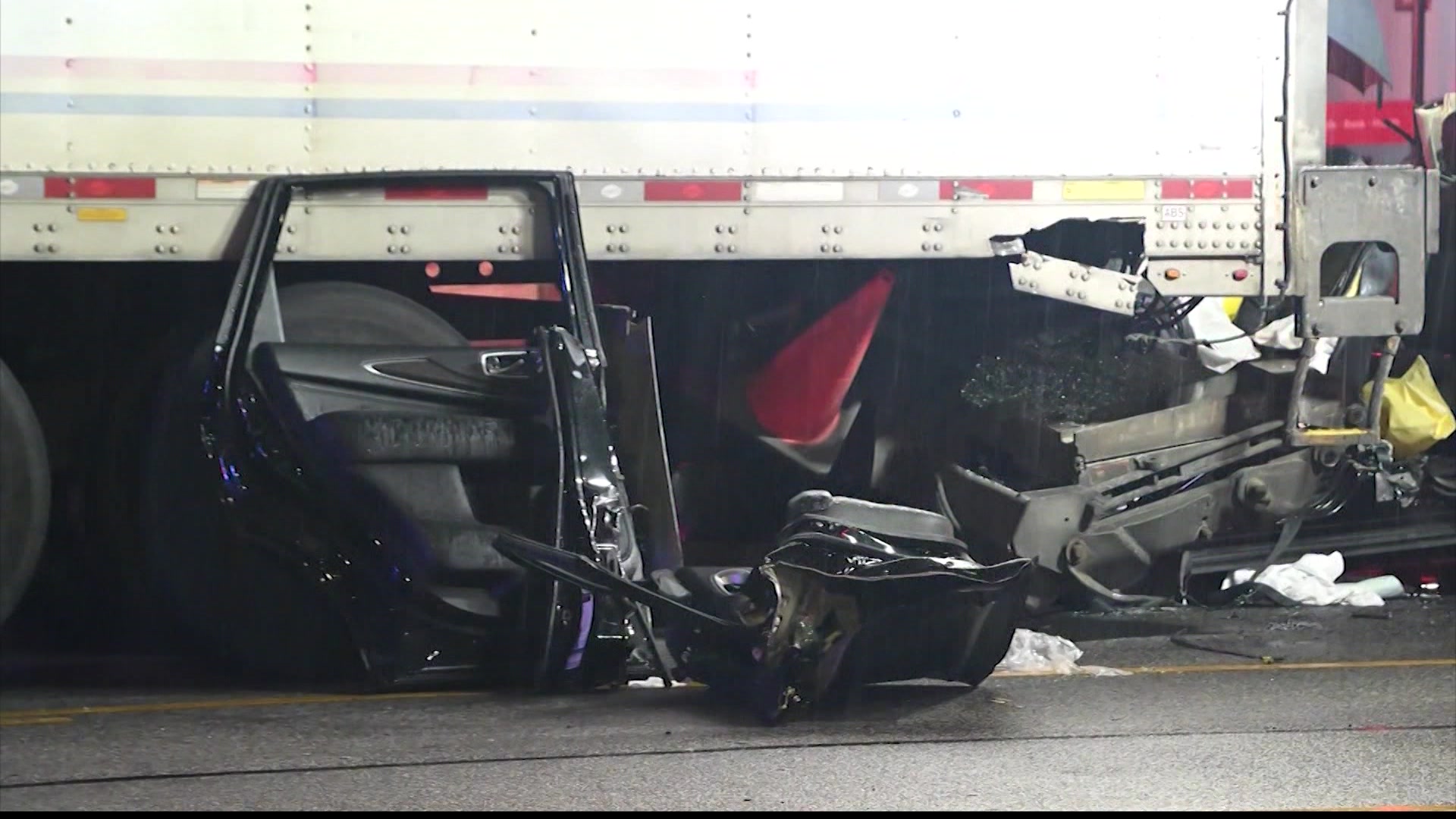 Semi truck and car crash, sending 12-year-old to hospital