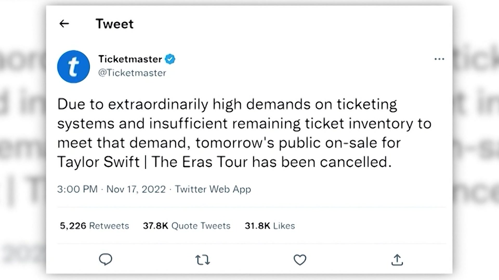 Ticketmaster, SeatGeek cancel Friday sales of Taylor Swift tickets, citing  massive demand