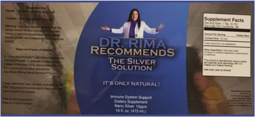 Recall Alert Dr. Rima Nano Silver dietary supplement