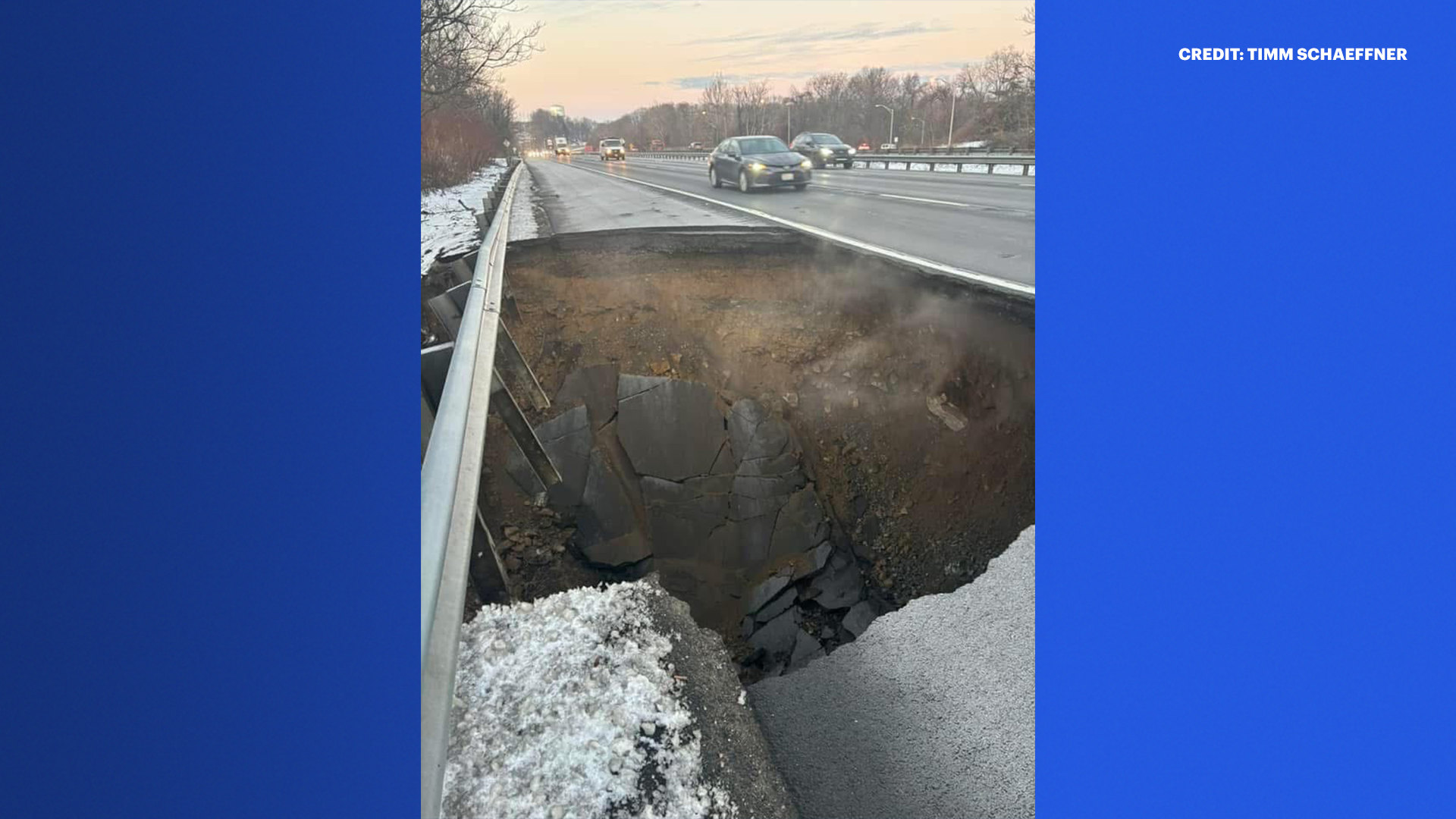 News 12 | New Jersey | Sinkhole In Wharton Halts Traffic On I 80