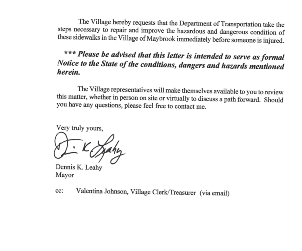 Village of Maybrook asks DOT to repair stateowned sidewalks