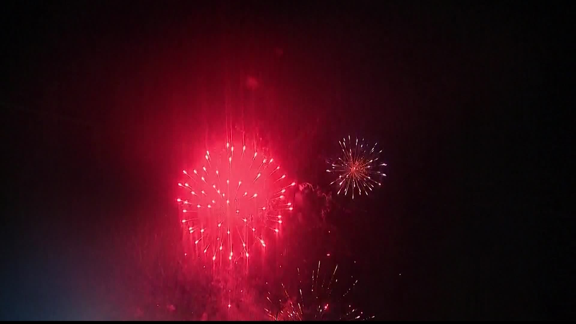 Fans enjoy fireworks at Long Island Ducks game