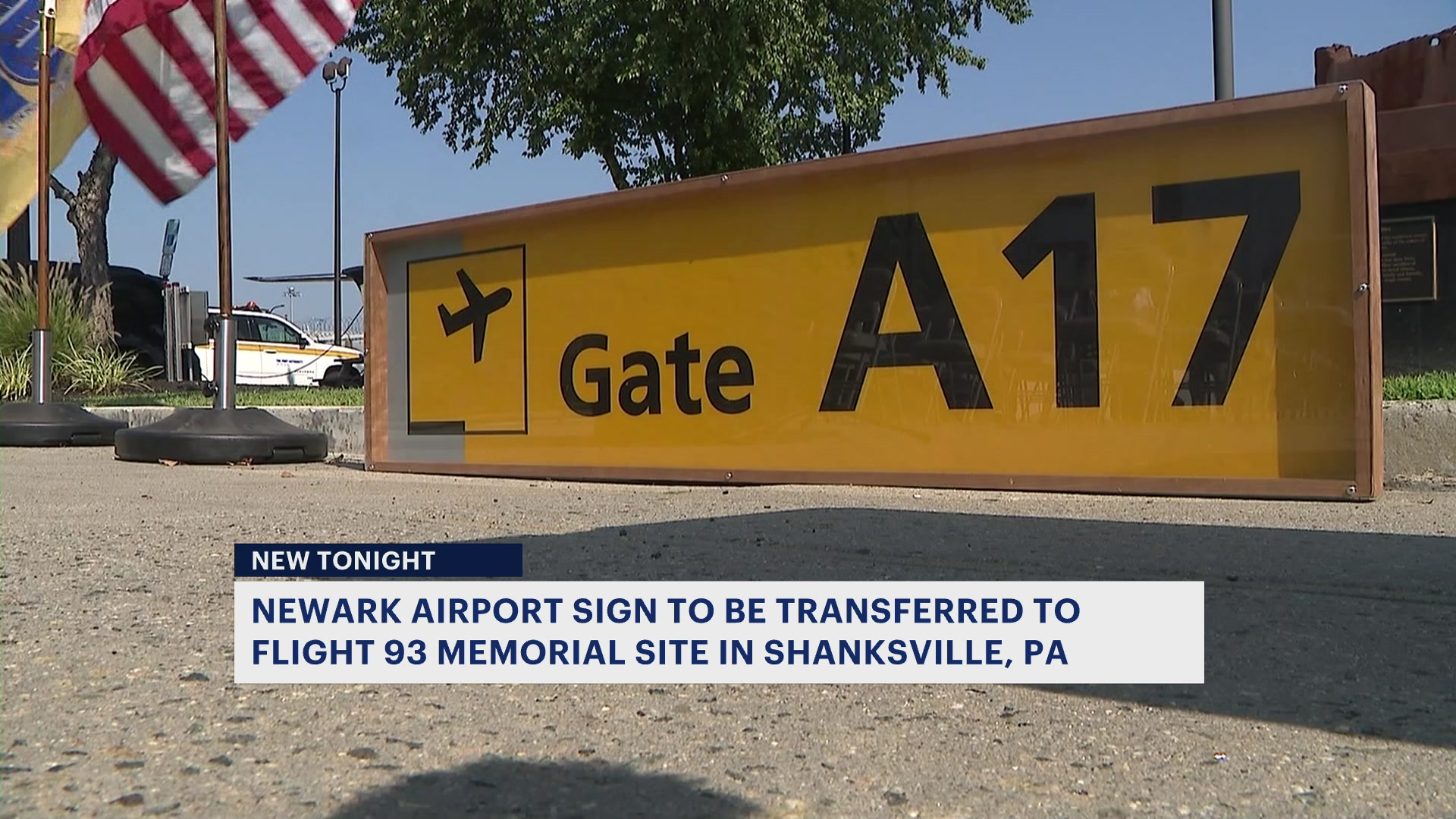 News 12 | New Jersey | Former Newark Liberty Gate A17 Sign To Be