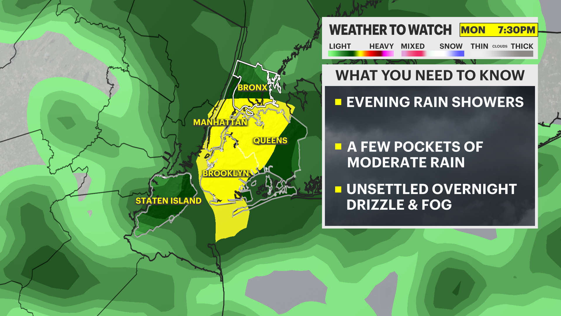 Picture of WEATHER TO WATCH: Scattered showers overnight in New York City; cloudy ...