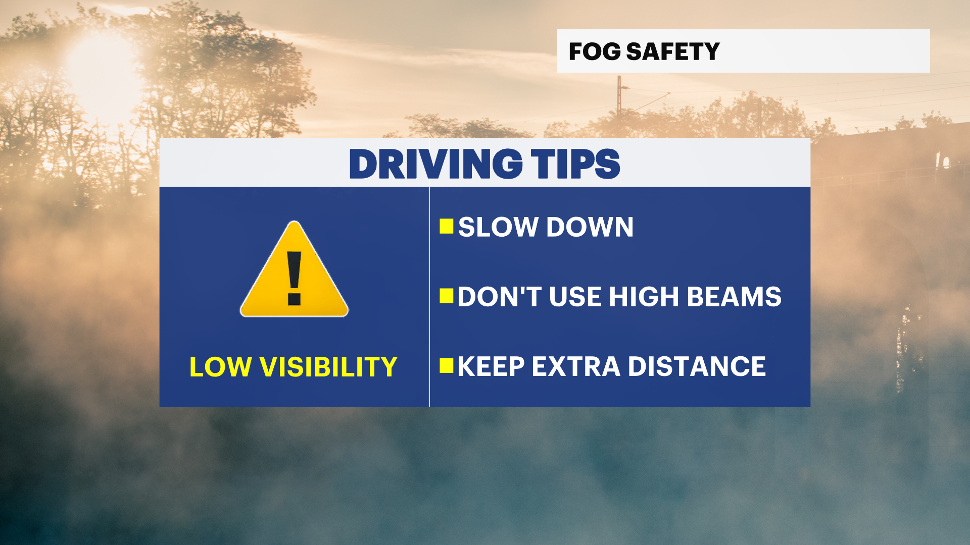 Fog Safety Code STORM WATCH: Steady rain and poor visibility from fog expected Wednesday