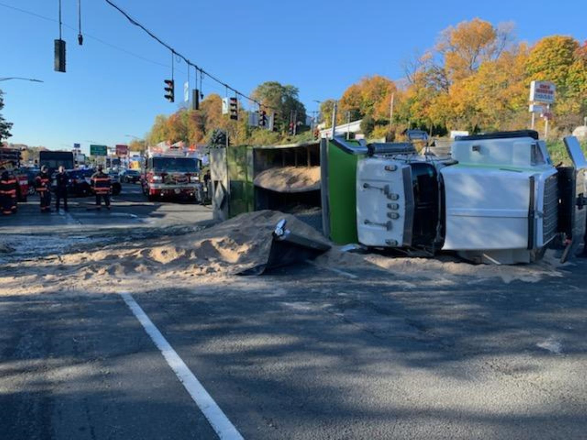 Overturned Dump Truck Closes Central Park Avenue In Yonkers