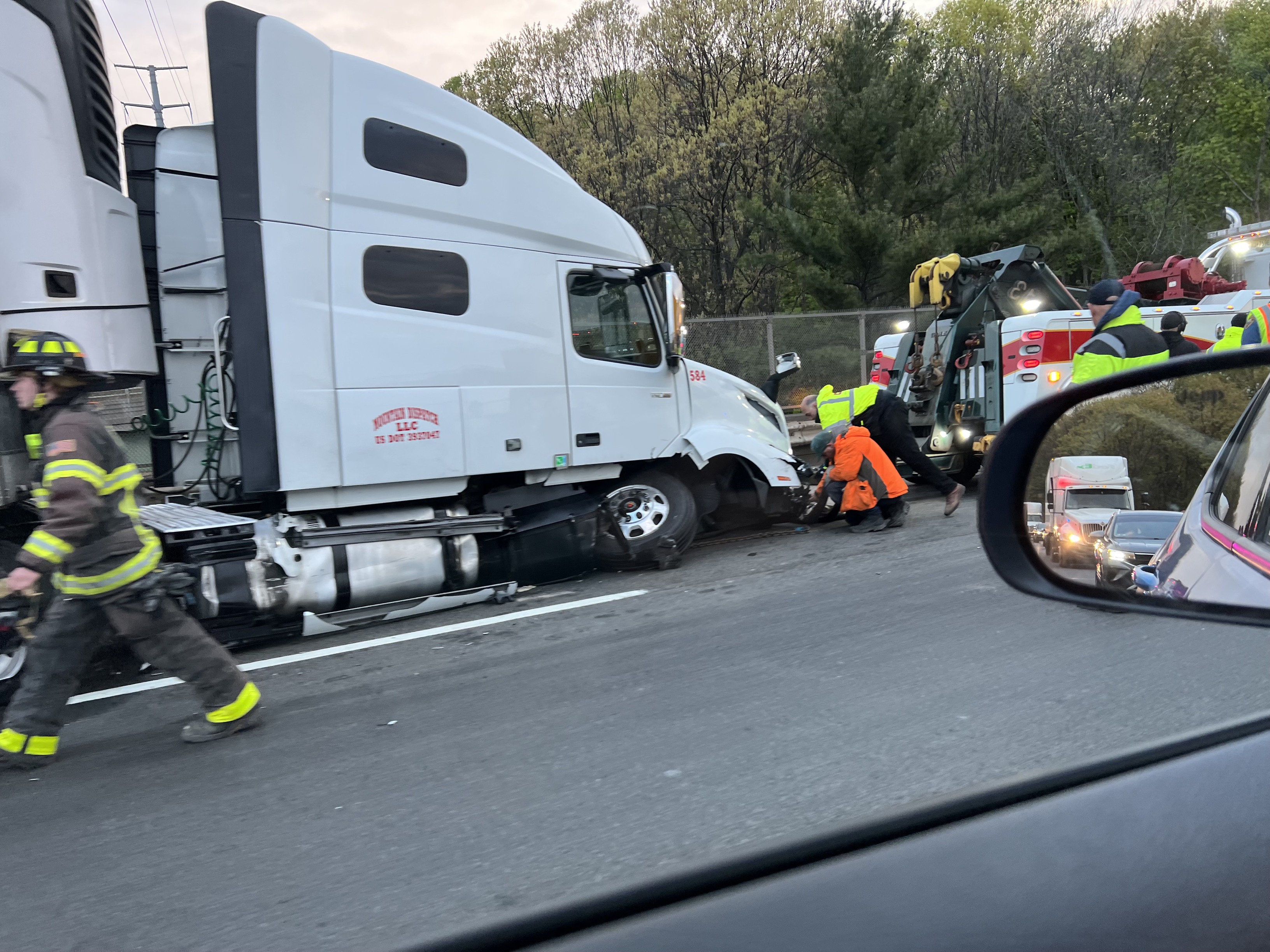 Tractor Trailer Accident Fuel Spill Closes 2 Lanes Wednesday Morning