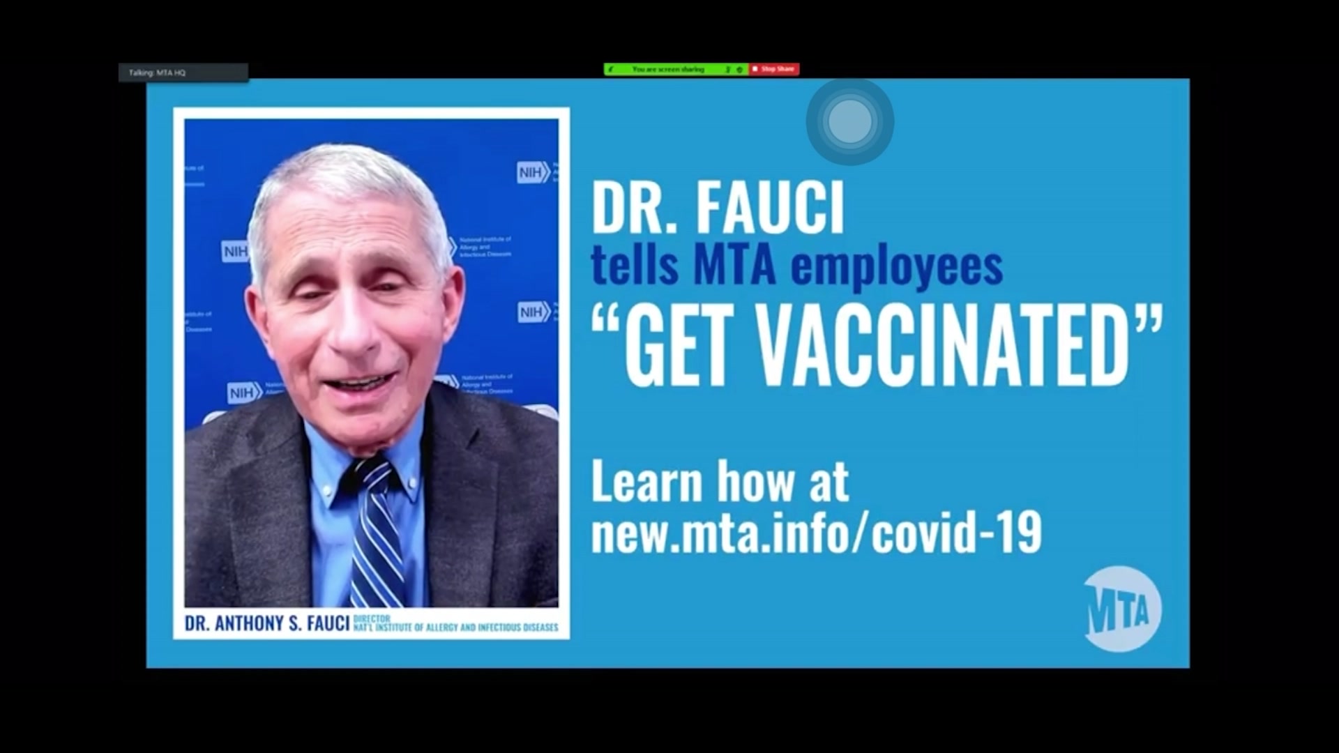 Take Advantage Of It Get Vaccinated Dr Fauci Encourages Mta