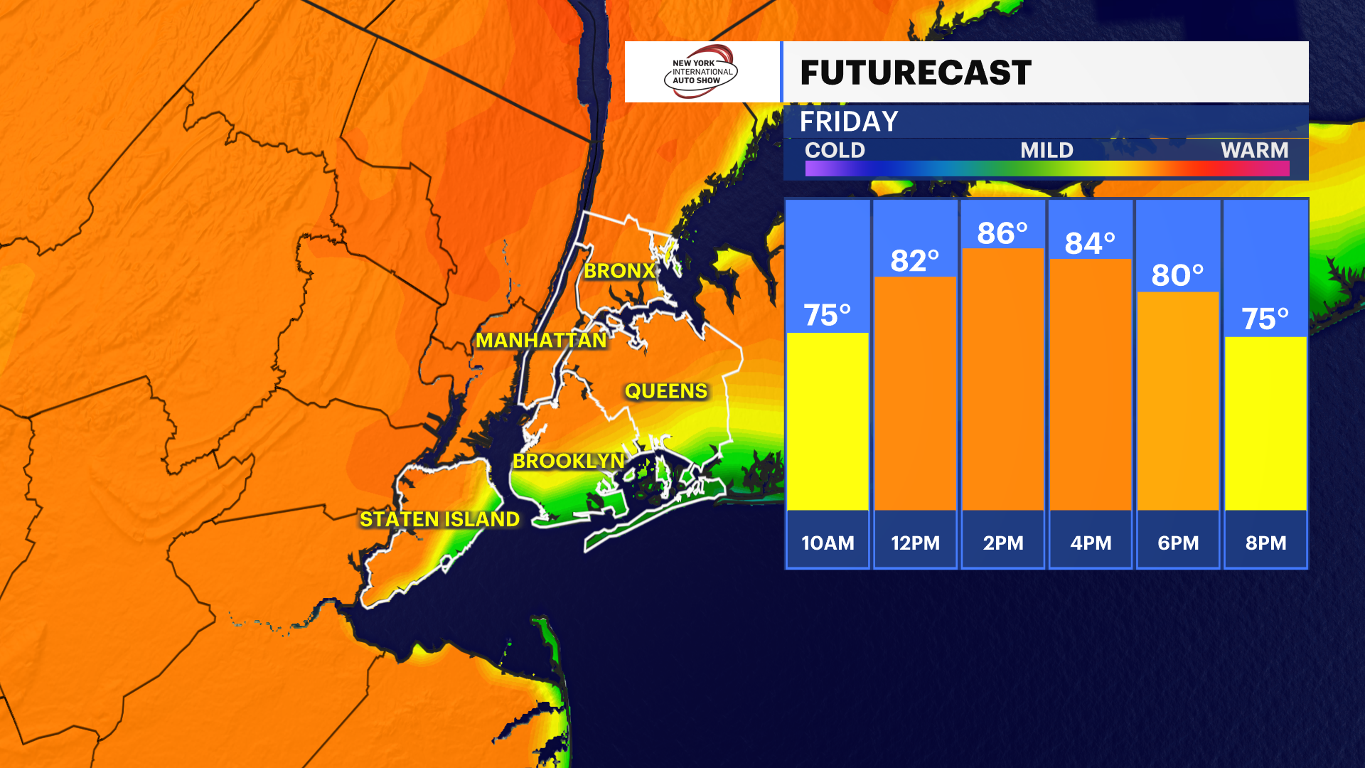 Hot dry weather tomorrow in New York City chance for showers