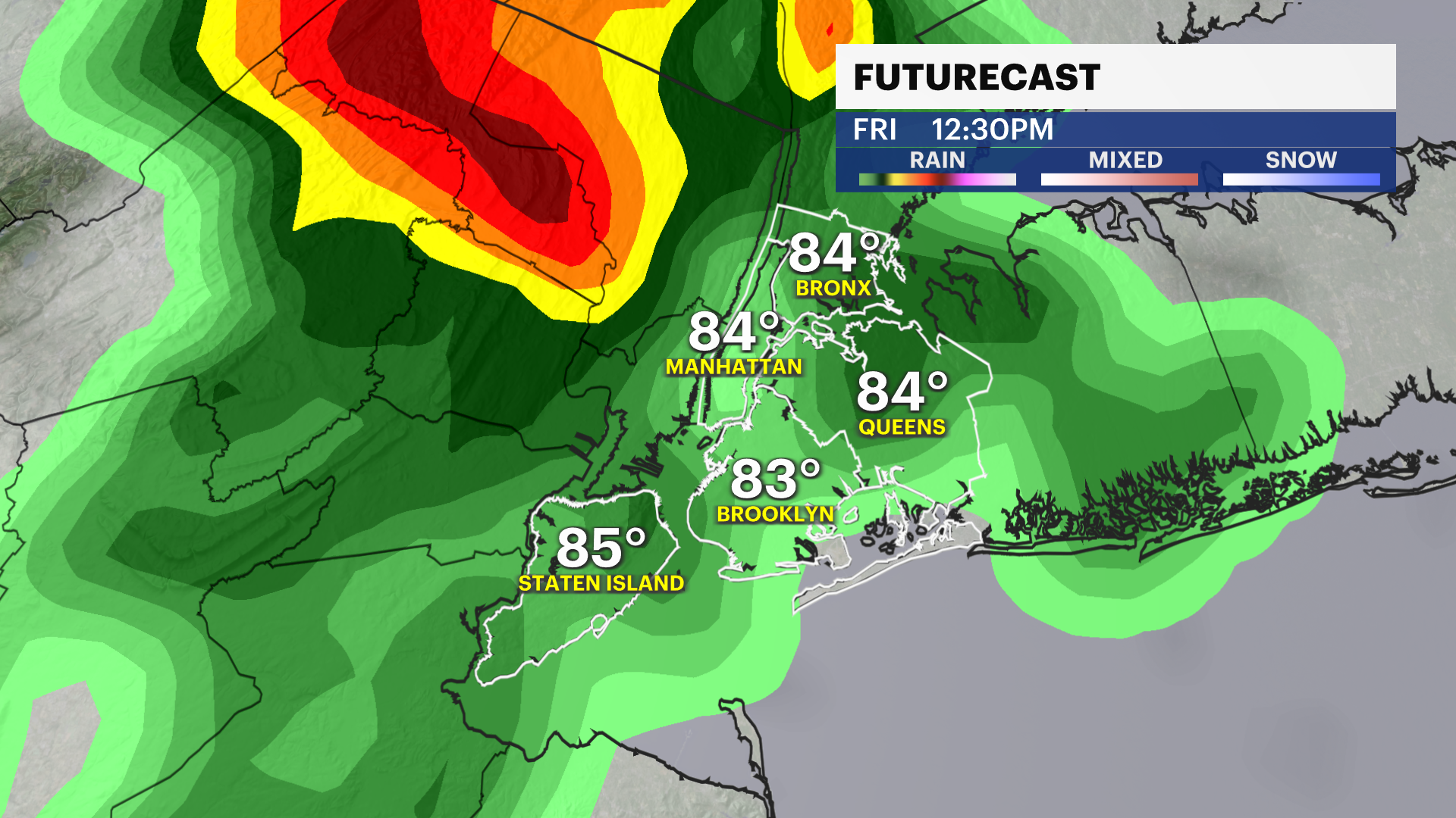 Hot, hazy and humid-feel for New York City; possible showers Friday