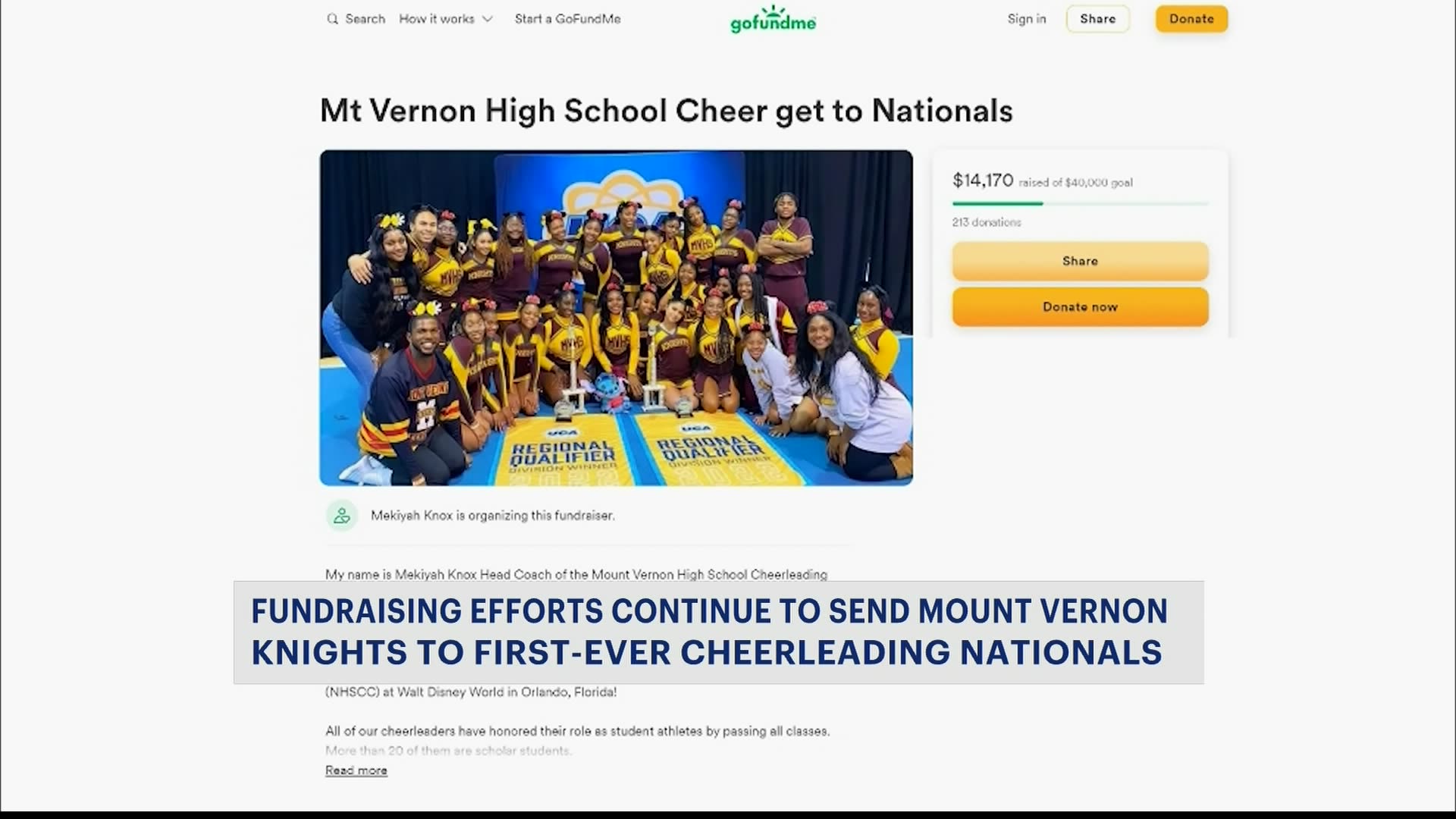 Mayor Spotlights Fundraiser To Help Mount Vernon Cheerleaders Compete