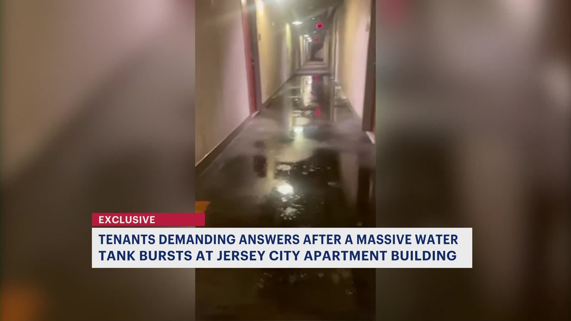 Large water tank bursts at Jersey City apartment building flooding