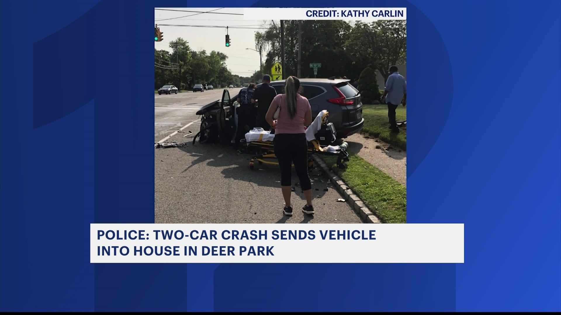 Police Car crashes into Deer Park house