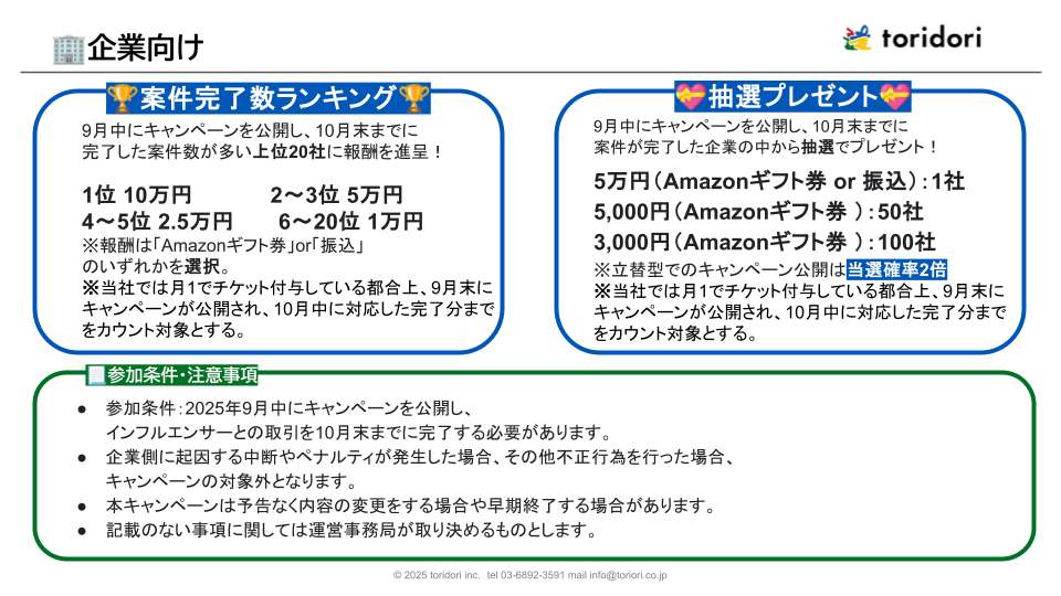 インフルエンサープラットフォーム『toridori marketing/toridori base